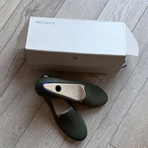 Rothy's Olive Green Flats with Blue Accents